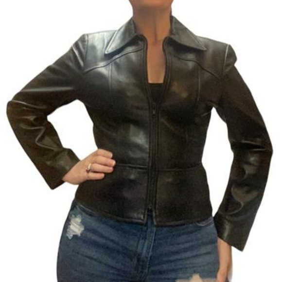 Vintage Michael Hoban North Beach Fitted Size 6 Black Leather Jacket - Picture 15 of 15